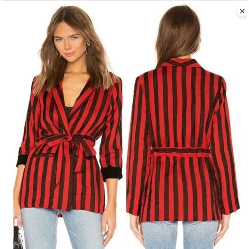 L’Academie The Jules Linen Wrap Belted Blazer Smoking Jacket S